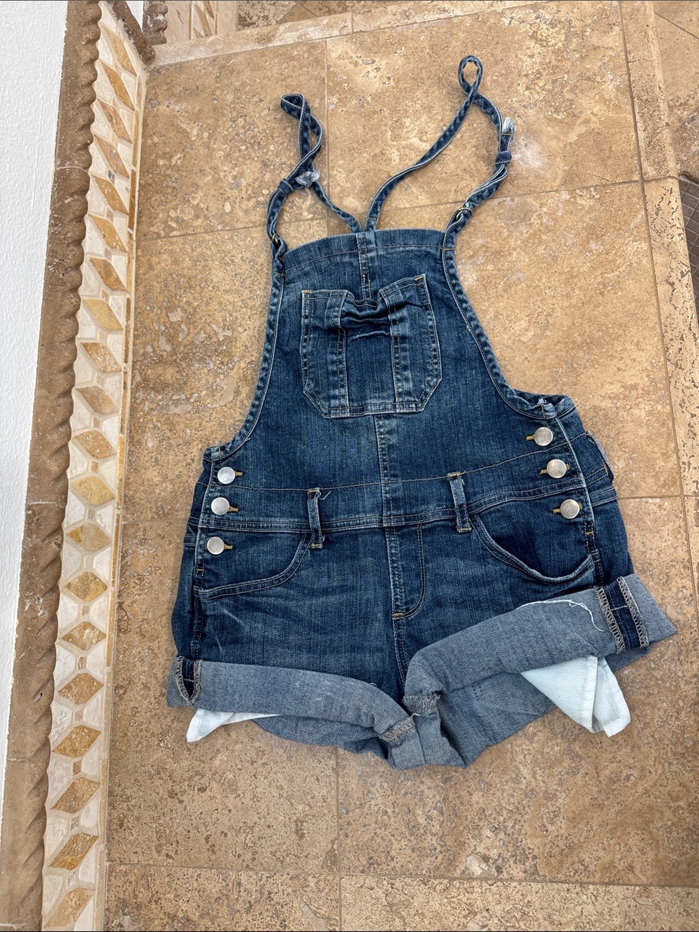 Denim Short Overalls - Dark Blue